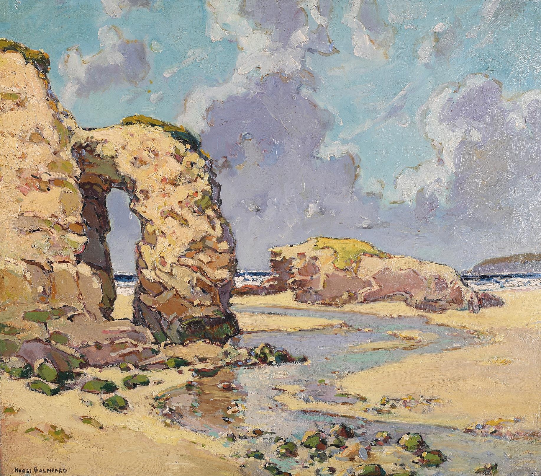 Hurst Balmford (1871-1950), The Beach Portreath, oil on artist's board, signed to lower left, 46cm x - Image 2 of 5
