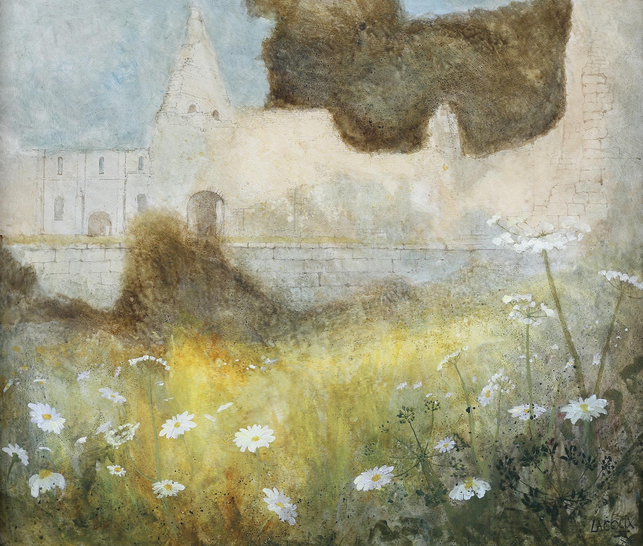 ARR John Lacoux (1930-2008), Ruins and wild flowers, oil on canvas, signed to lower right, 50cm x - Image 2 of 4