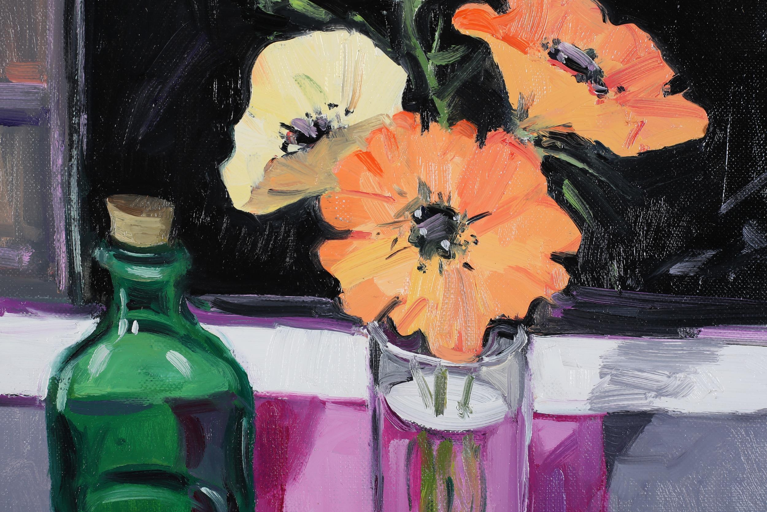 ARR Robert Kelsey (b 1949), Poppies in a Glass, oil on canvas, signed to lower right, 31cm x 30cm ( - Image 3 of 5