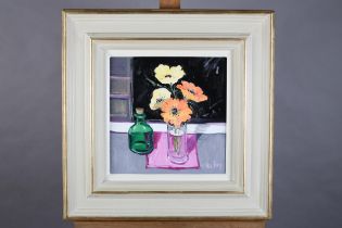 ARR Robert Kelsey (b 1949), Poppies in a Glass, oil on canvas, signed to lower right, 31cm x 30cm (