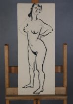 ARR Druie Bowett (1924-1998), study of a female nude, standing, pen and ink, initialled and dated (