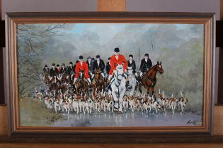 ARR George 'Griff' Griffiths (1939-2017), The hunt and hounds, oil on board, signed to lower