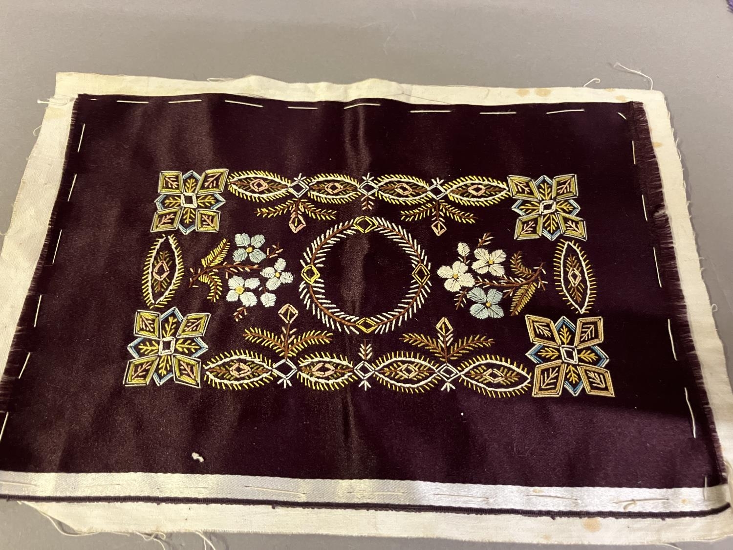 Antique lace and embroidery: a velvet Panel, 19th century, most likely salvaged from a damaged - Image 5 of 5