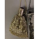 Whiting and Davis, USA: a gold armour mesh bag with good pierced gold metal frame and gold metal