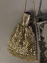Whiting and Davis, USA: a gold armour mesh bag with good pierced gold metal frame and gold metal