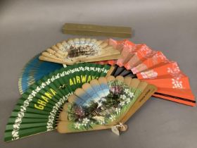 Airline and travel fans: a folding paper fan advertising Ghana Airways, the double paper leaf in