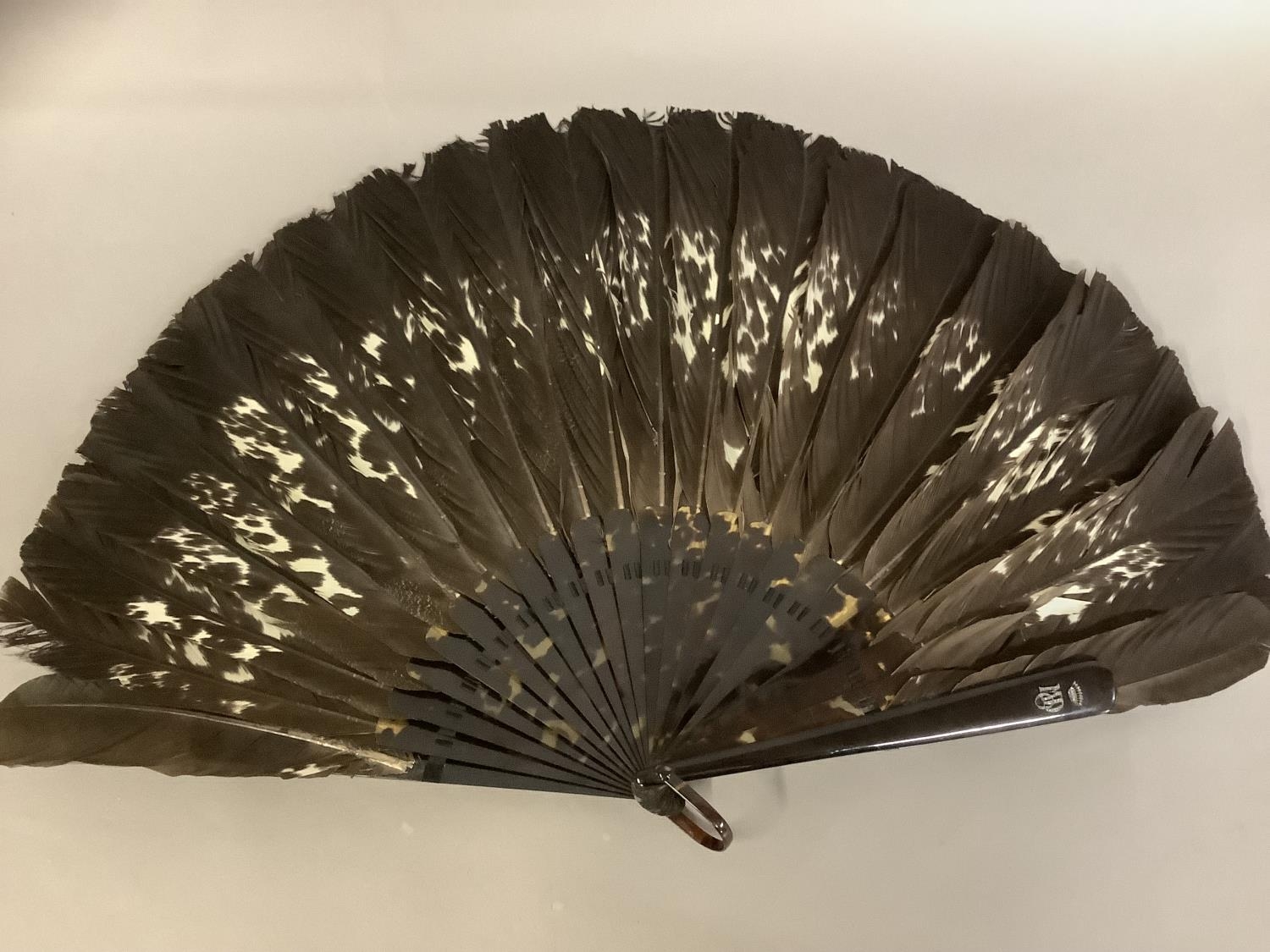 A female ostrich feather fan, mounted on tortoiseshell, with curly feathers, overall height - Image 3 of 5
