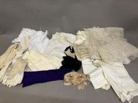 An assortment of antique items; a sleeveless blouse with embroidered collar, and matching detachable