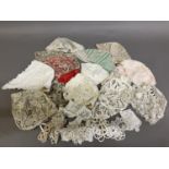 Antique lace: Good collector’s lace bonnets and motifs: a selection comprising 12 bonnets, one a