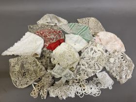 Antique lace: Good collector’s lace bonnets and motifs: a selection comprising 12 bonnets, one a