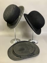 A boxed silk top hat, together with an opera hat and two bowler hats ( 4 + 2 boxes) (Shipping