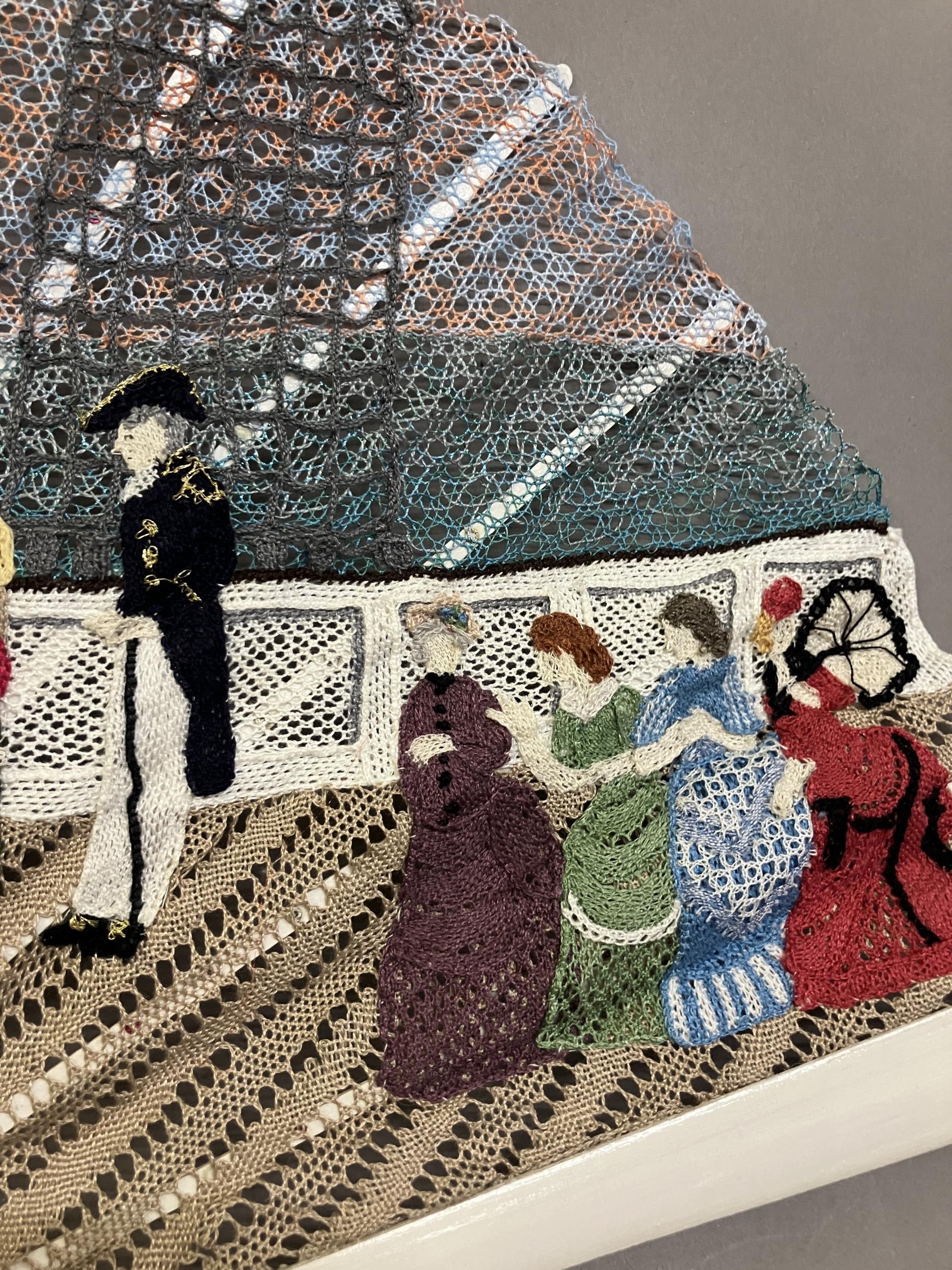 Ann Collier: a unique fan from the Gilbert and Sullivan series, needle lace against a bobbin ground, - Bild 4 aus 6