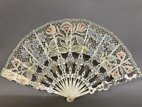 Ann Collier: a unique design, worked to fit a bone monture in 18the century battoir fashion, the