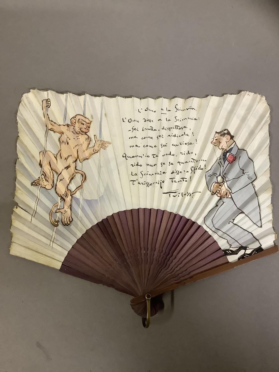 A “Mouchoir” fan, an example of the scarce fans with leaf shaped as a square, like a handkerchief,