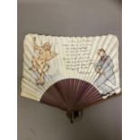 A “Mouchoir” fan, an example of the scarce fans with leaf shaped as a square, like a handkerchief,