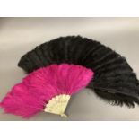 A good black late 19th century ostrich feather fan, the monture of tortoiseshell, with good