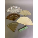 18th to 20th century brisé fans: a c 1820’s tortoiseshell fan with pointed sticks, pierced,
