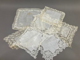 Antique Lace: seven handkerchieves edged with lace, three with Honiton, two with Bedfordshire, and