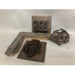 Antique printing blocks An antique metal block for fabric printing, with metal handle, designed as a