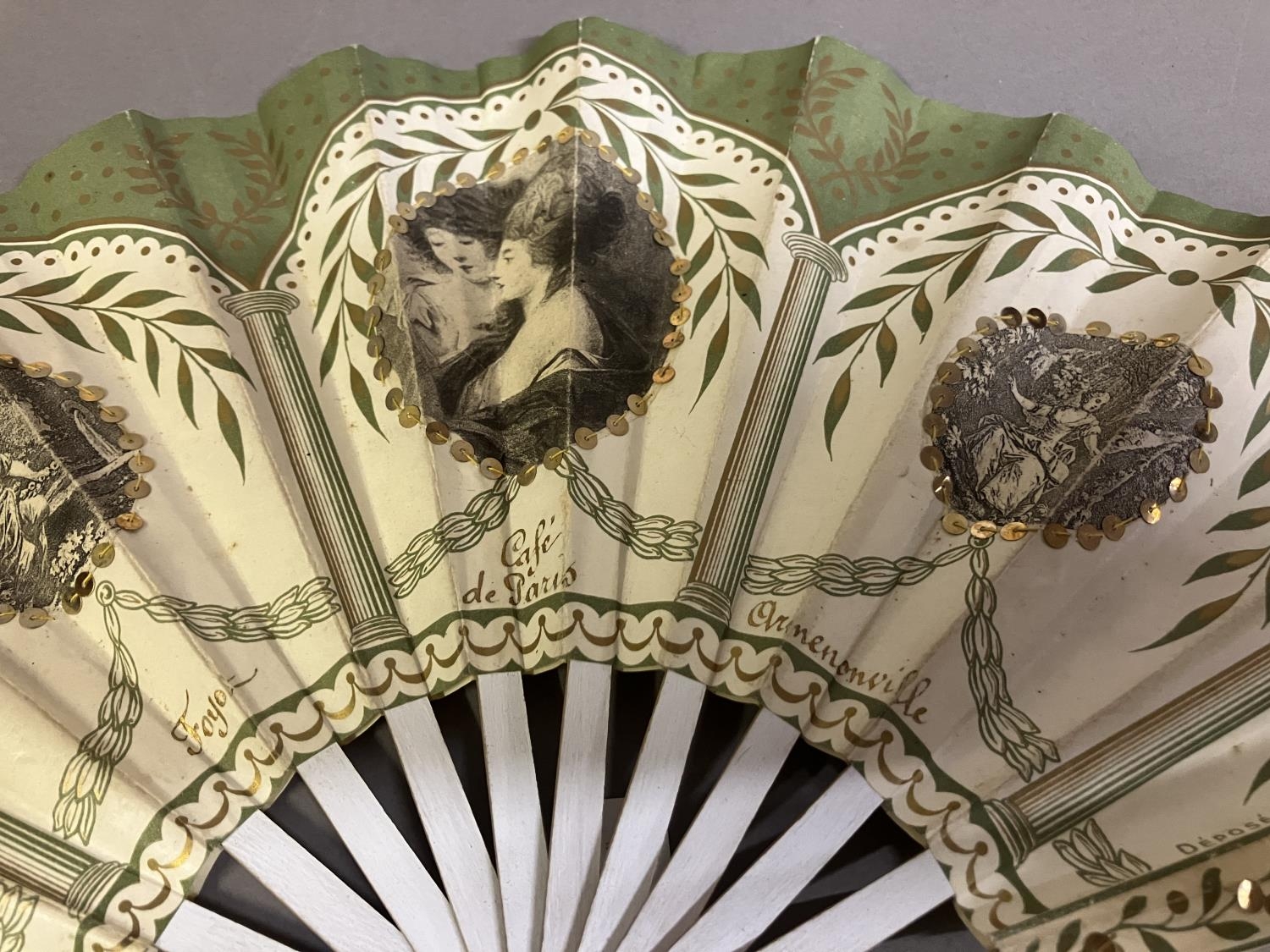 Advertising fans: The Savoy Hotel, London, paper fan in fontange form with wood monture painted in - Image 3 of 4