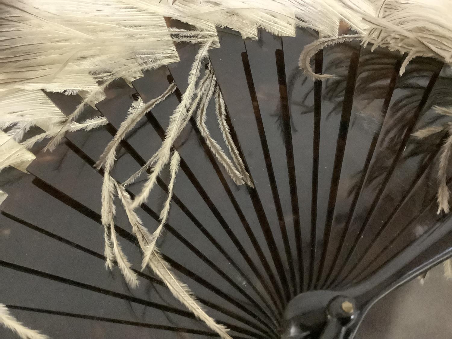 C 1900, an ostrich feather fan, female, in original Duvelleroy fitted box, the monture - Image 4 of 5