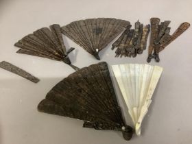 C 1840’s, Chinese mother of pearl and tortoiseshell: a Chinese mother of pearl brisé fan, the