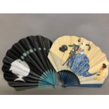 Advertising fans: a fan in fontange form with wood monture dyed green, the guard printed with the