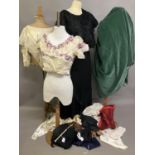 A good selection of Victorian and Edwardian day, evening and underwear: two cream satin bodices, one