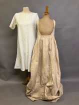 A full-length lady’s undergarment, a long beige linen skirt with a cotton bodice attached, perhaps