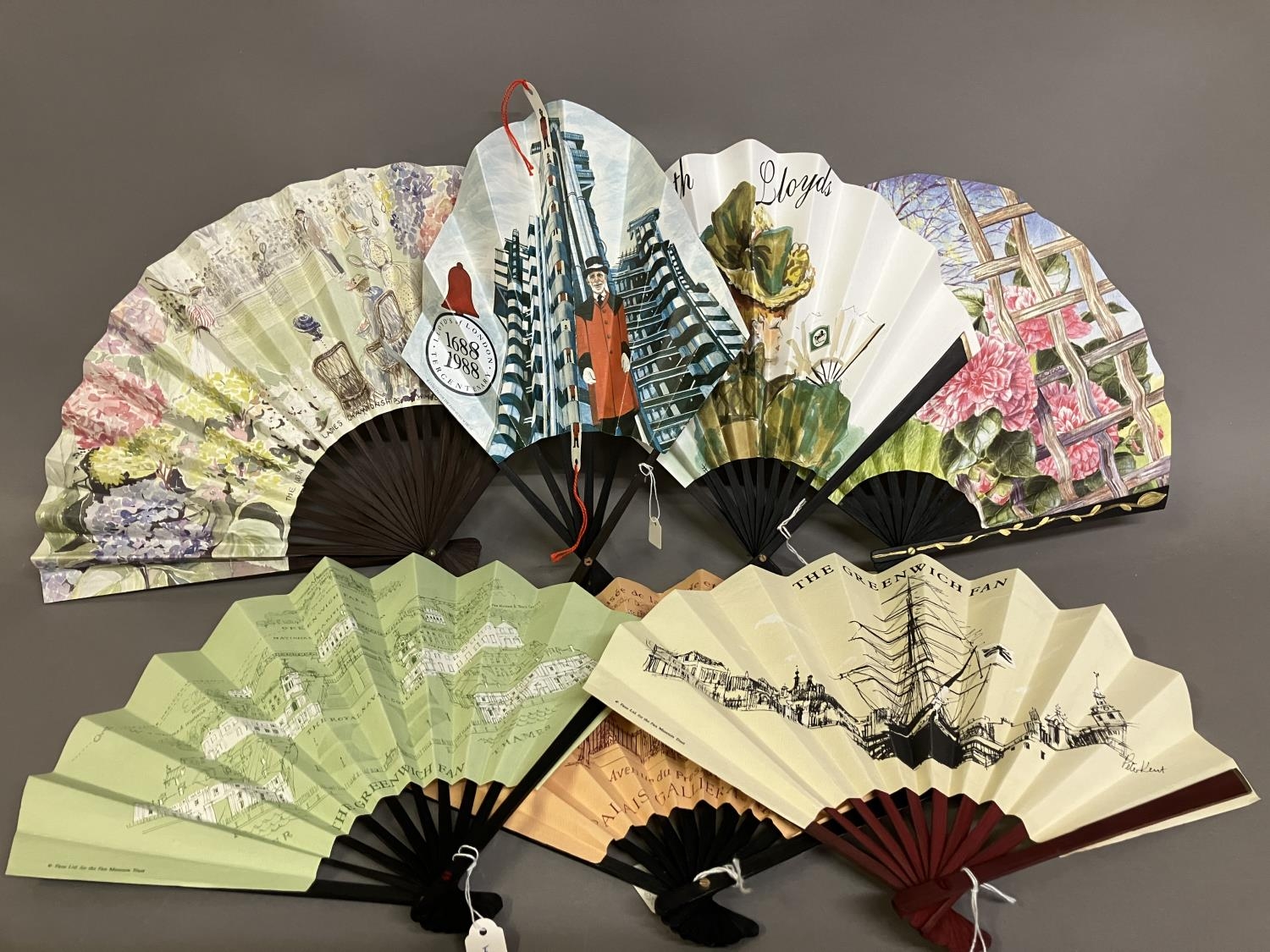 Commemorative fans: seven fans produced by the Fan Museum Trust, consisting of a fan to celebrate