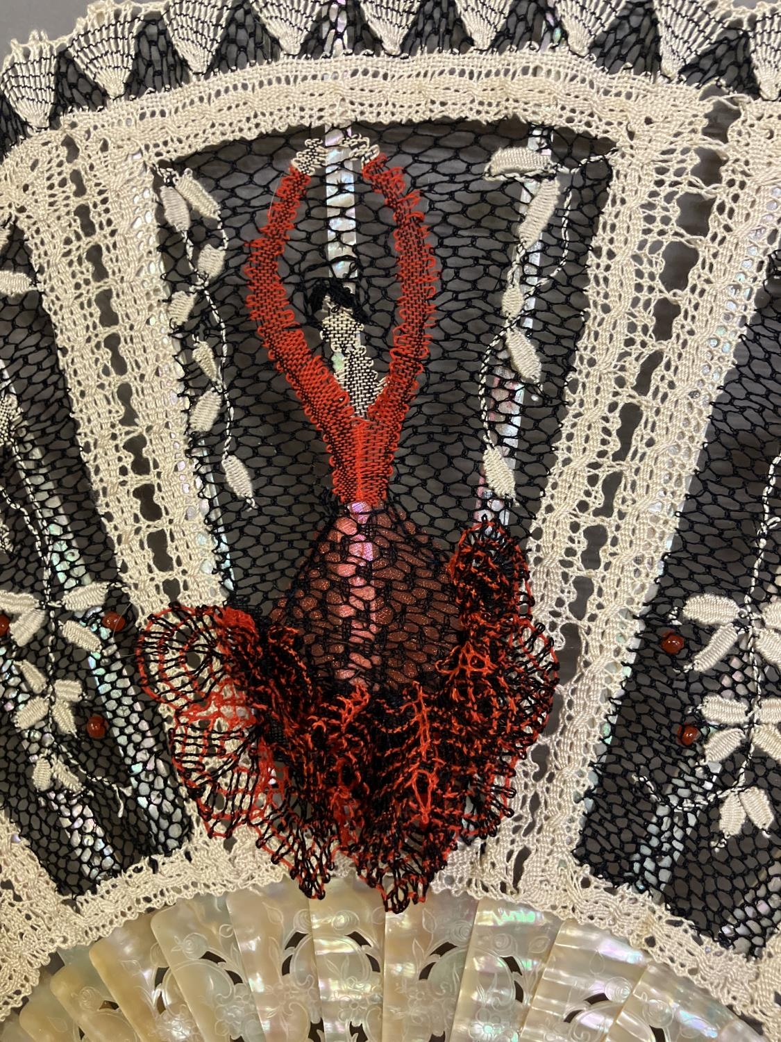 Ann Collier: The Flamenco dancer, a lace leaf design in sections, in mainly red and black to present - Image 3 of 7