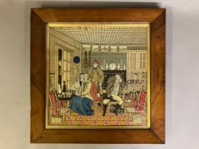 An exceptionally rare 19th century embroidered picture: a true reflection of social history, showing