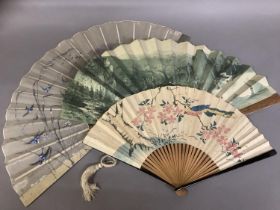 Circa 1890’s, a German folding fan, en camaieu, believed to show the Ridge of Valkyries, with