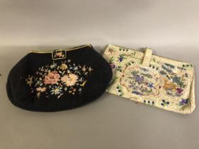 A good 1930’s black beaded and embroidered evening bag, Made in France by hand by Walborg, a