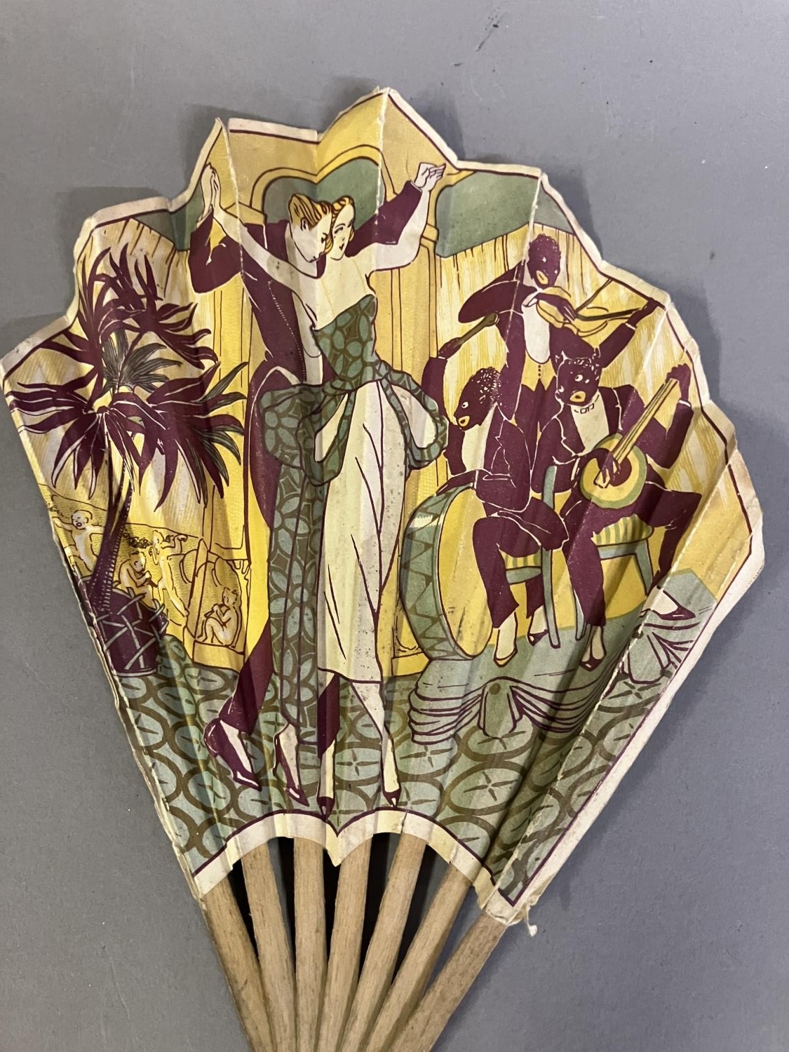 Advertising fans: A good Art Deco printed paper fan in fontange form, for the Savoy Hotel, London, - Image 2 of 2