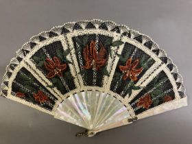 Ann Collier: a unique design worked with relief, the black handmade net leaf mounted on mother of