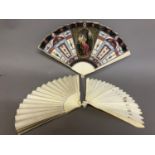 Early 19th century fans: a very classical bone fan in the Grand Tour style, c 1830’s, the double