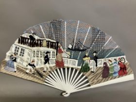 Ann Collier: a unique fan from the Gilbert and Sullivan series, needle lace against a bobbin ground,