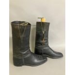 A pair of leather two-tone riding boots with sturdy full boot trees, by Tom Hill, London (Shipping