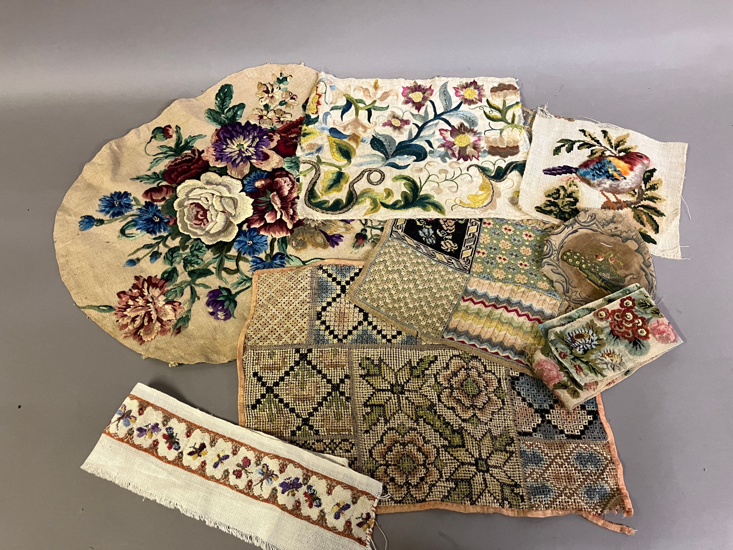 18th and 19th century needlework samplers and embroideries: the first, a European stitch sampler