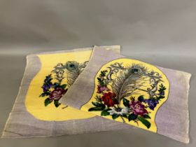 Mid-19th century Berlin woolwork and beadwork on canvas: an unused set of panels for the back and