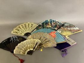 Airline fans; a selection of advertising fans, the first for Cathy Pacific Airways, together with