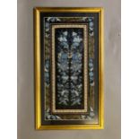 Chinese embroidery: a well-executed embroidered panel, framed and glazed, black silk embroidered