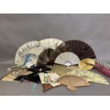 Five c 1890’s fans plus an assortment of tourist and other fans: a large bone fan, the leaf a good