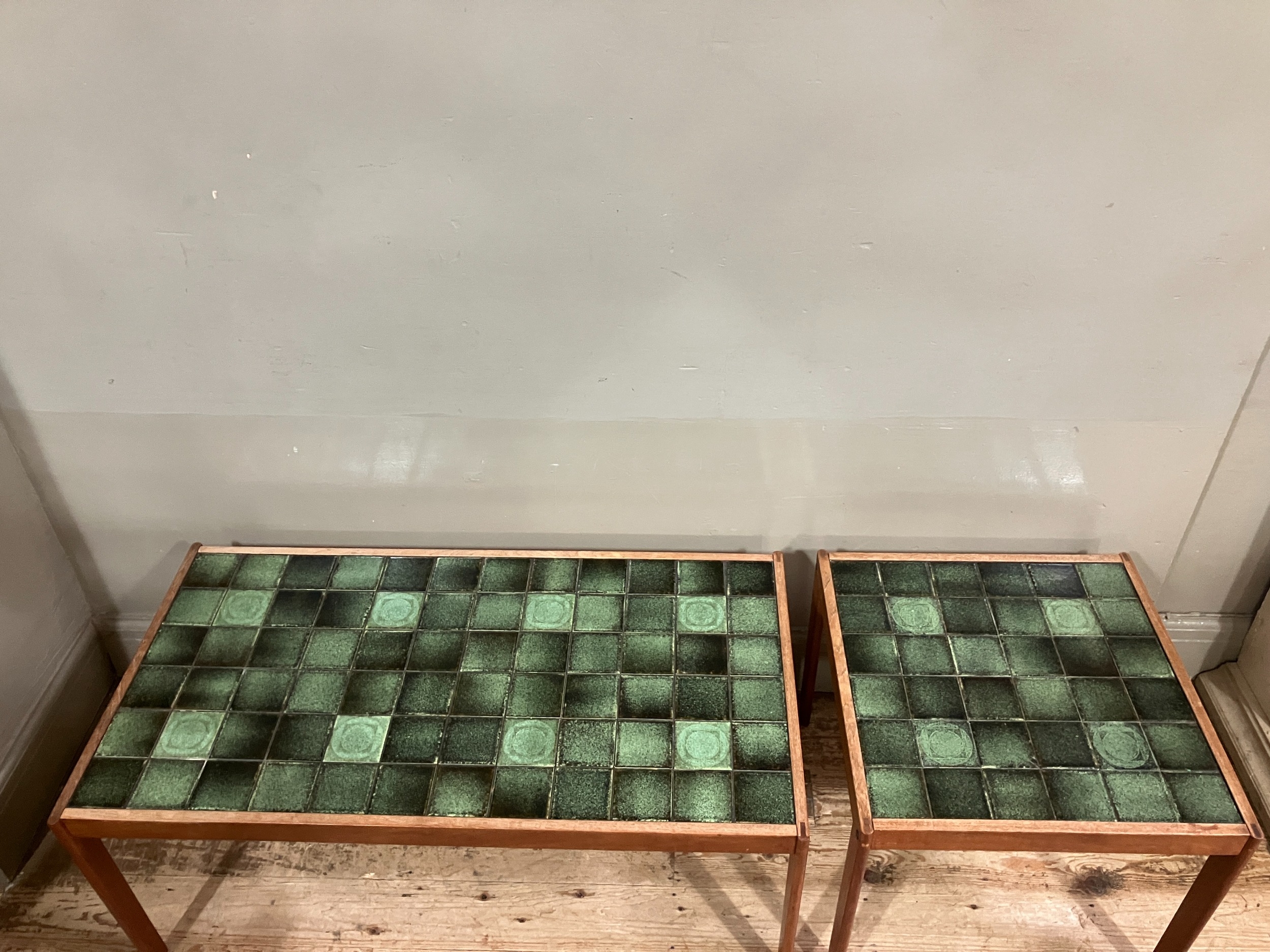 Two late 1960s tile topped tables with teak frames, the tiles possibly Hornsea pottery, 98cm x - Image 3 of 4