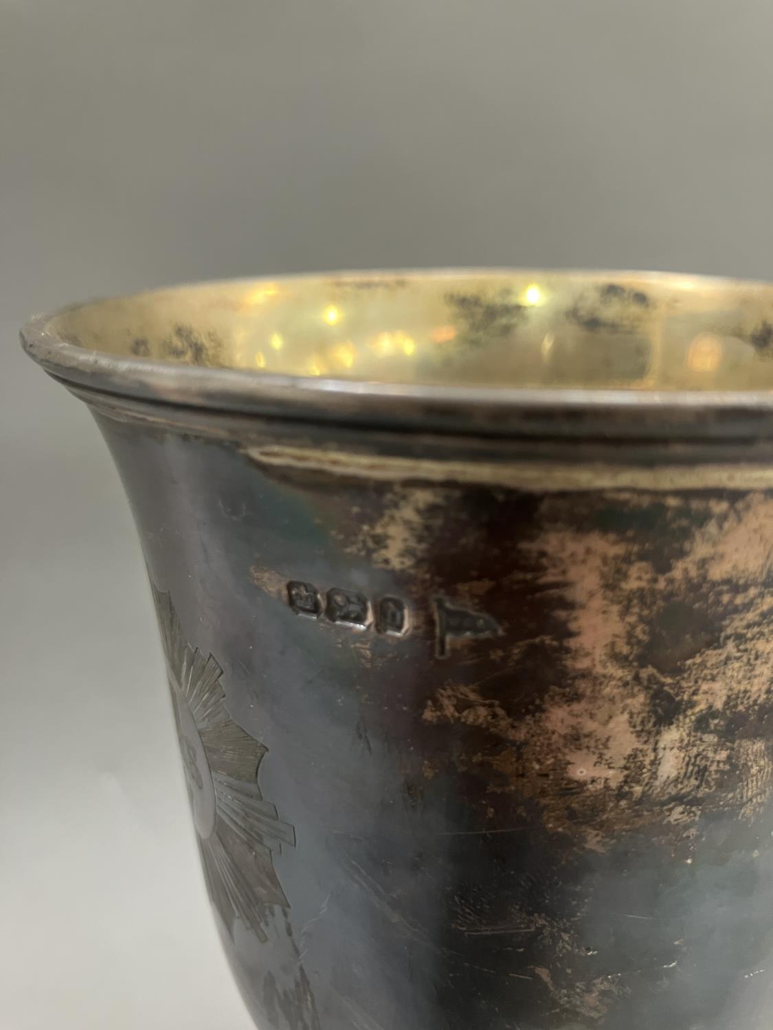 A Victorian silver ecclesiastical chalice, Sheffield 1896 for Walker & Hall, fluted bowl, - Image 5 of 7