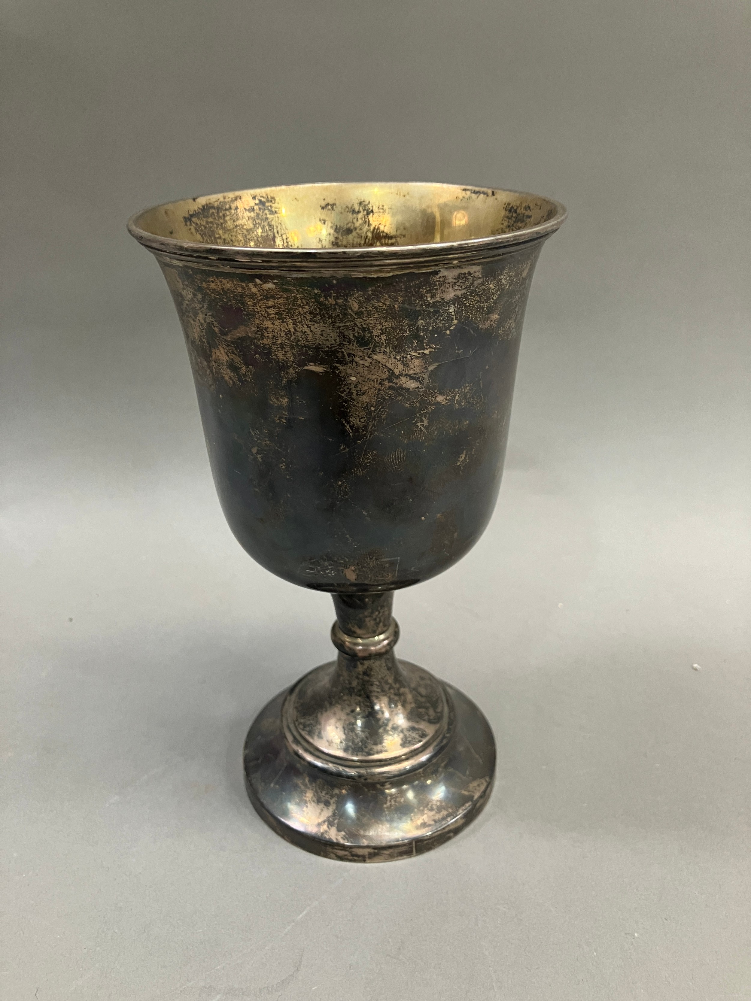 A Victorian silver ecclesiastical chalice, Sheffield 1896 for Walker & Hall, fluted bowl,