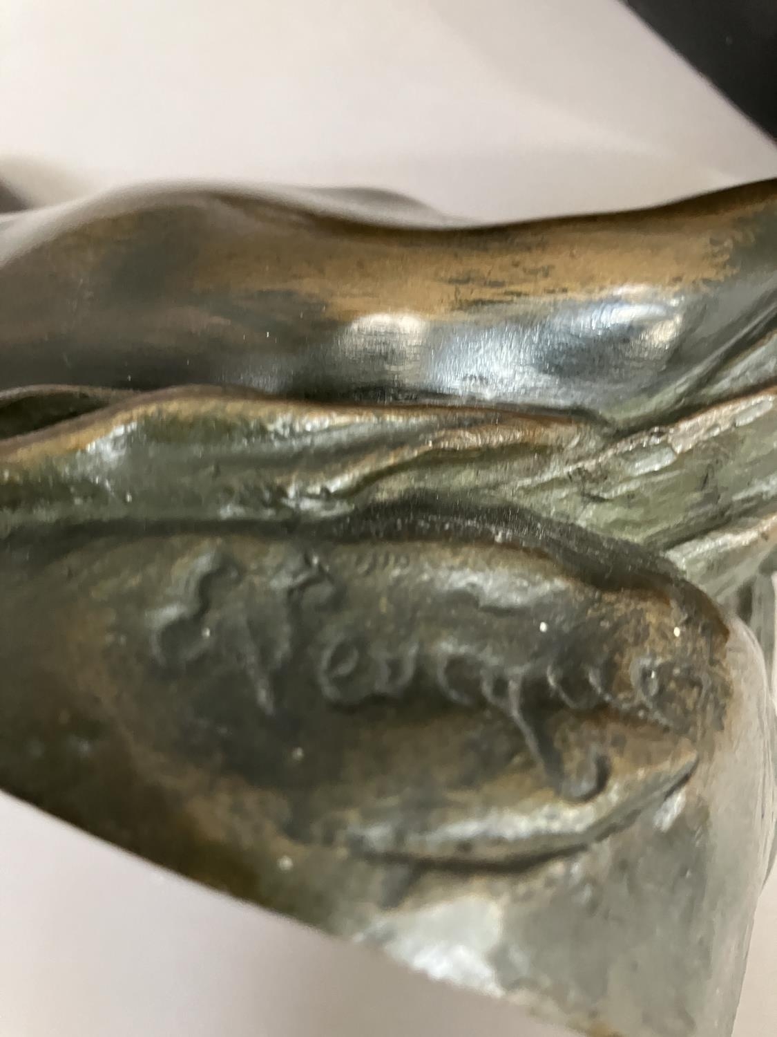 A cast bronze model of a nude woman reclining, indistinctly signed on base 26cm long - Image 4 of 5
