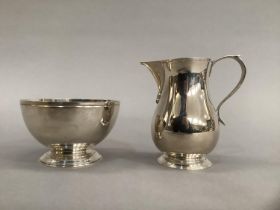 Silver sugar and cream jug, Birmingham 1968 and 1970, total approximate weight 8oz