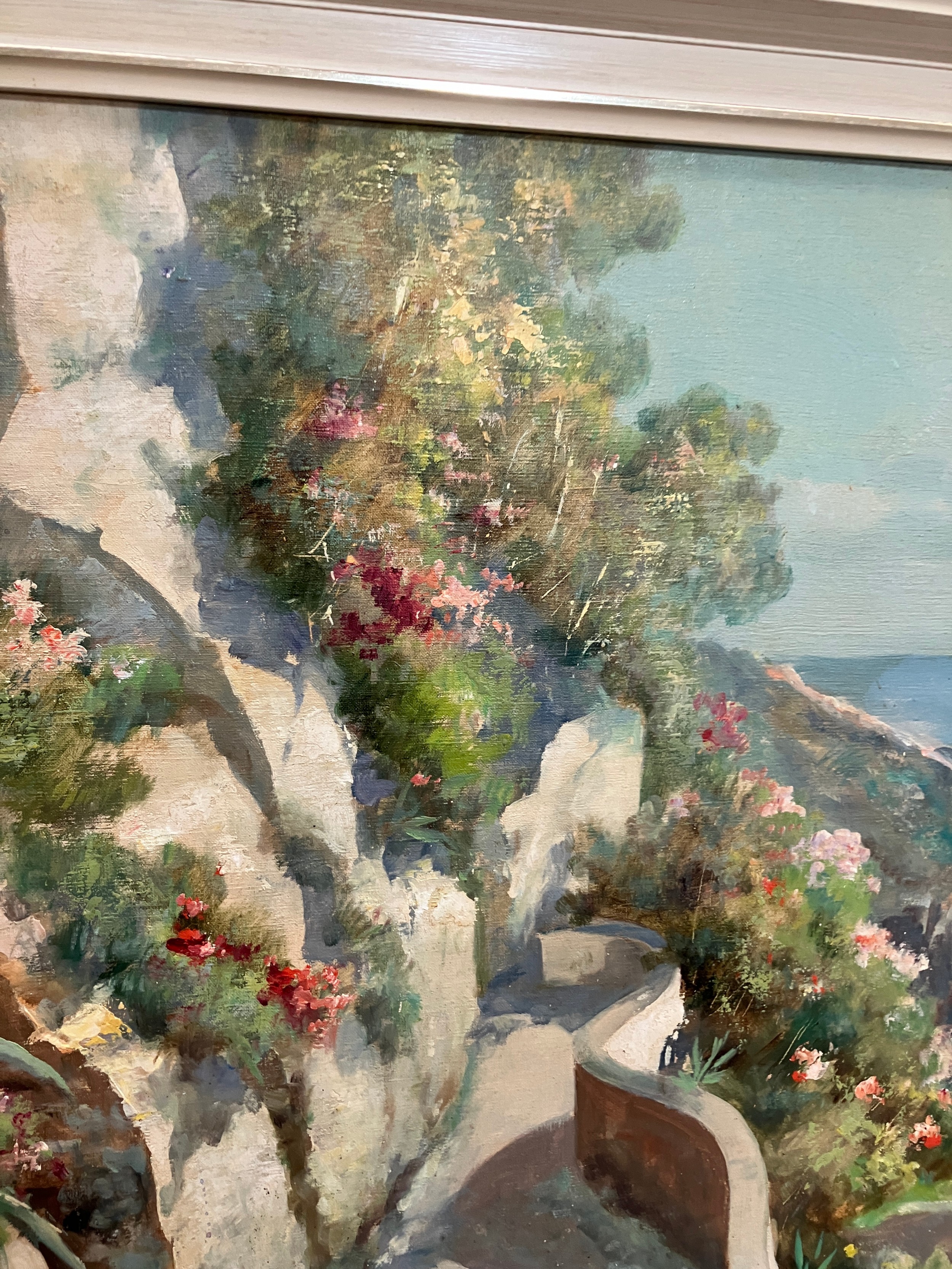 G Salvati, Italian coastal landscape, oil on canvas signed to lower left, 52cm x 101cm - Image 4 of 4